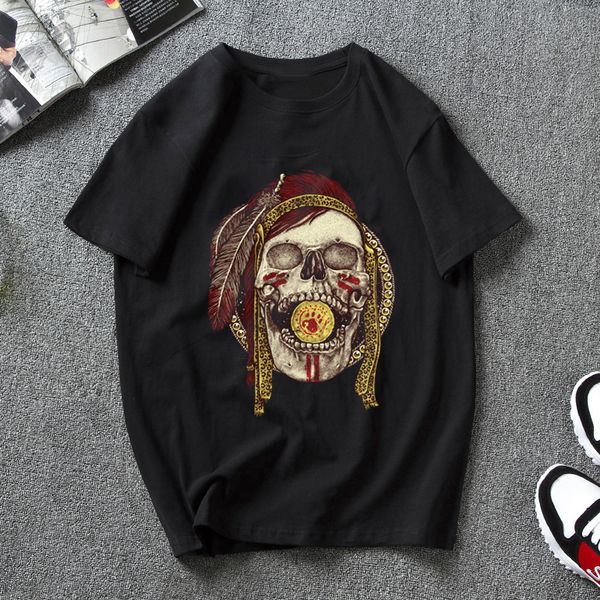 

adventurer skull men/women's t shirt fashion o-neck short sleeve tee shirts loose print oversized clothes