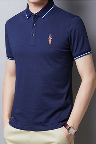 

men's polo shirt short-sleeved 2020 new arrival fahion men's summer new casual knight embroidery t-shirt tees 6 colors, White;black