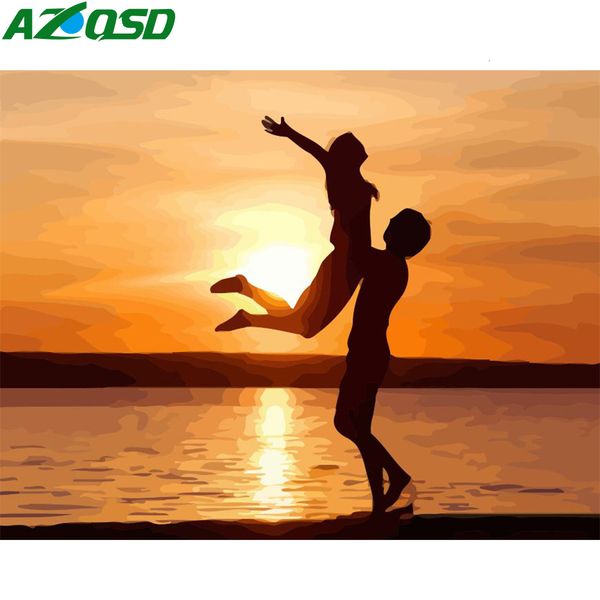 

azqsd картина масло by numbers set пара акриловых красками diy unframe расписанных подарки окрашивание номер портрет декор для дома