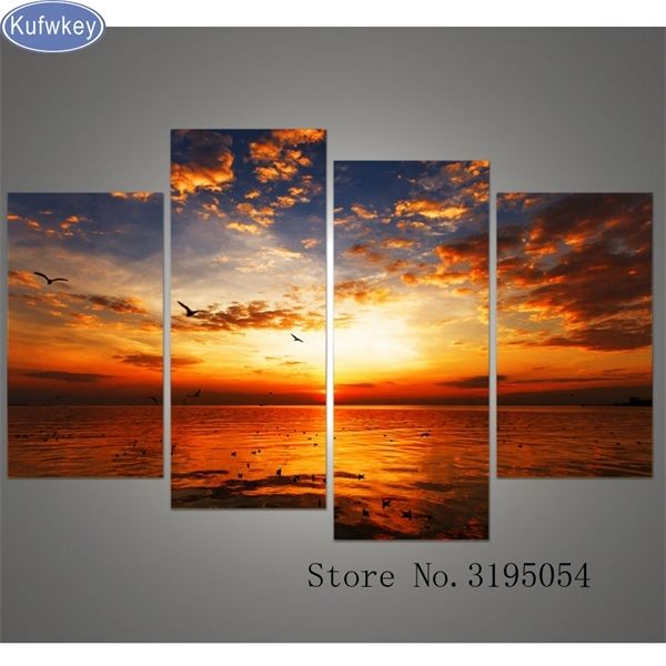 

4pcs diy embroidery picture of rhinestones triptych almaznaya diamond mosaic cross stitch painting 5d sea sunset q1124