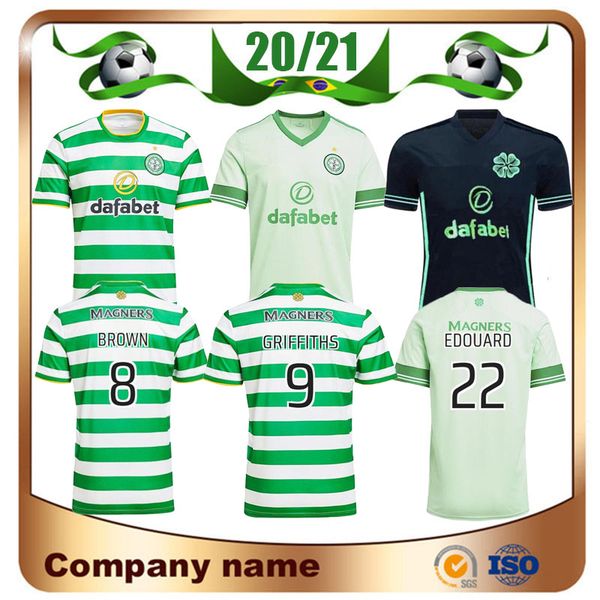 

20/21 celtic soccer jerseys 2020 home mcgregor brown griffiths edouard soccer shirt away black football uniform, Black;yellow