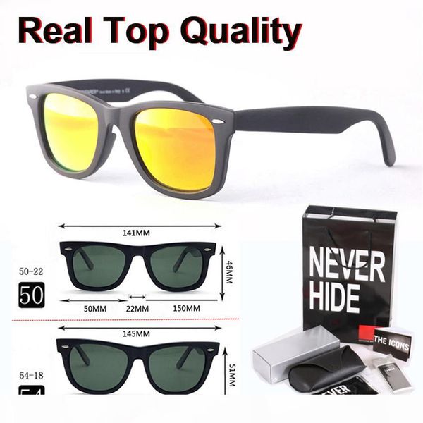 

50 54mm brand sunglasses men women metal hinge mirror uv400 glass lens with original box, packages, accessories, everything, White;black