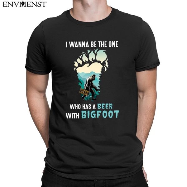 

envmenst хлопка тенниски людей bigfoot i wanna be the one who has пиво с дэррил mens t-shirt животное о-образным вырезом с коротким рукавом