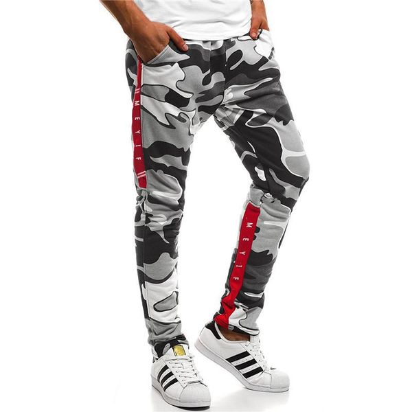 

factory direct sales 2021 fall and winter burst camouflage splicing moisture wicking leisure sports pants clothin men's, Black