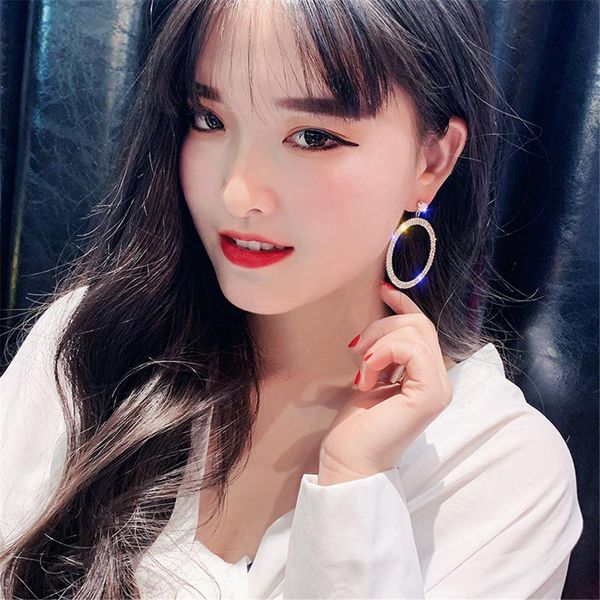 

new arrival metal hyperbole round women luxury dangle earrings fashion female korean simple jewelry circle earrings, Golden;silver