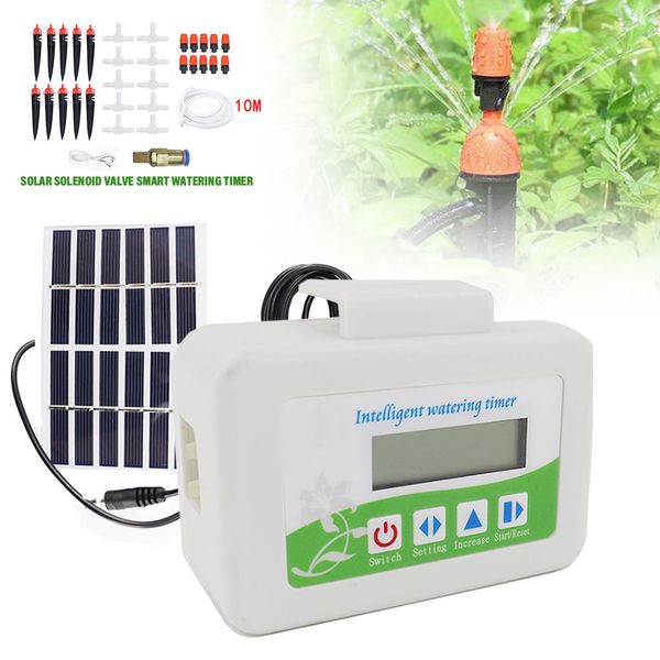 

smart automatic watering timer lawn solenoid battery powered solar panels