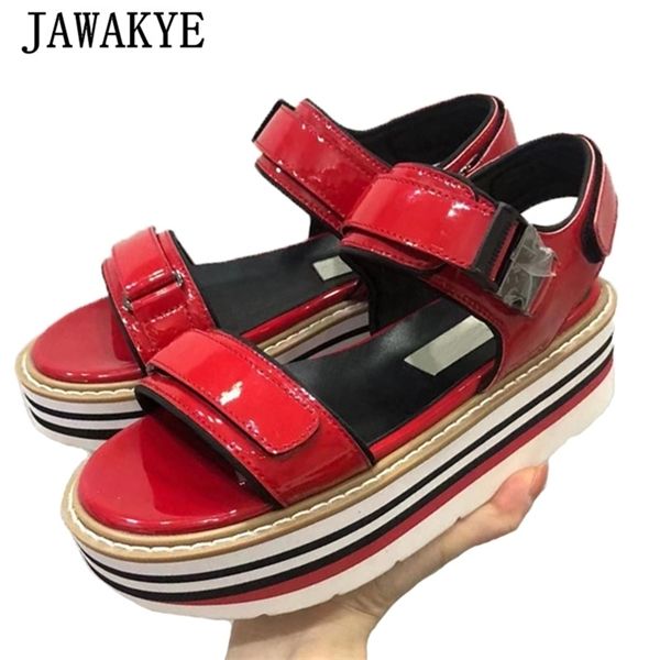 

colorful thick bottom gladiator sandals women shiny leather flat wedge shoes woman summer one strap casual vacation beach shoes 0925, Black