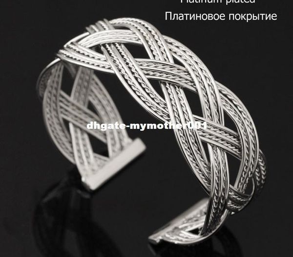 

u7 cuff bracelets wholesale gold plated dubai jewelry for women/men gift trendy golden weave bracelets bangles002, Golden;silver