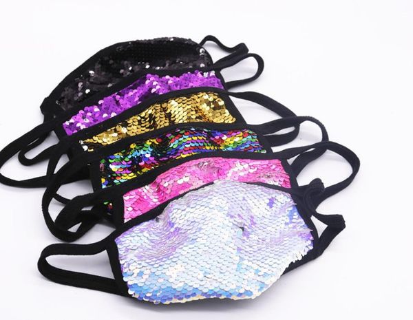 

reusable face mask cotton mouth nose covers sequin bling diamante breathable masks rainbow colours anti dust paert wears adults size