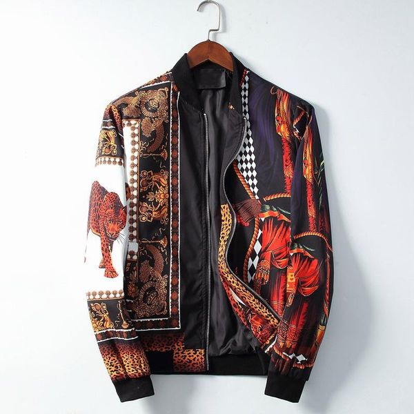 

autumn men's retro print casual jackets hip-hop coat c197, Black;brown