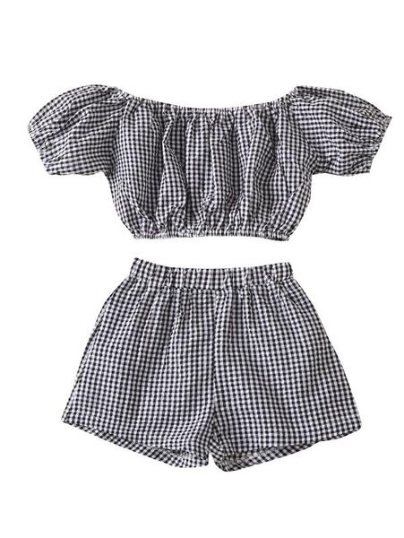 

clothing sets fashion girls summer girl set plaid blouse + shorts for kids, White