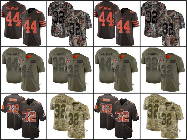 

cleveland browns red 44 sione takitaki 32 jim brown camo white nfl men women youthjersey, Black;red