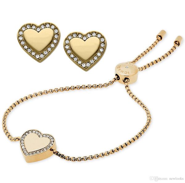 

new designer gold/18k rose gold diamond bracelet earrings jewelry set for women fashion jewelry beautiful wedding gift, Silver