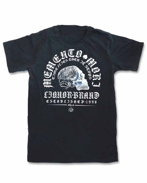 

2019 new short t-shirt liquor brand nera biker moto rock memento mori teschio skull short tee100% cottonsummer tee shirt