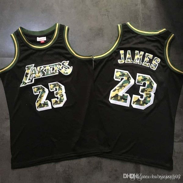 

los angeles lakers lebron james men camouflage word nba digital printing embroidery basketball jersey, Black
