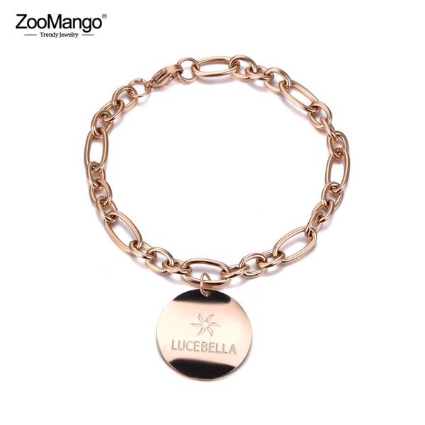 

link, chain zoomango trendy bohemia style tag charm bracelet jewelry titanium stainless steel & link office for women zb19061, Black