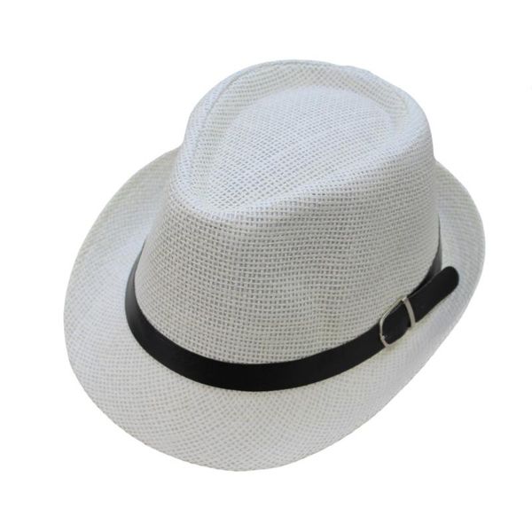 

fashion trilby cap lattice pattern beach sun straw hat band sunhat men women hat black, Blue;gray