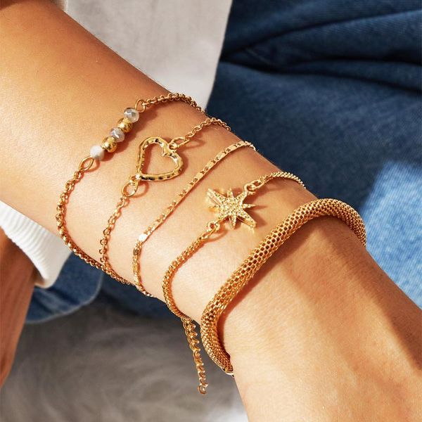 

charm bracelets korean star heart beads hand chain women's fashion bracelet 2021 jewelry gift, Golden;silver