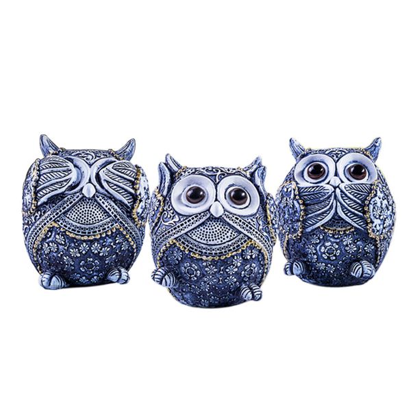 

3pcs gift craft cute clapboard deskceramic retro owl decoration home office