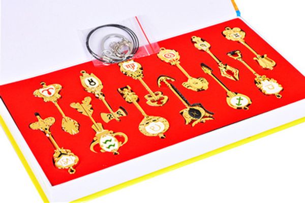 

anime figure fairy tail lucy natsu cosplay key keychain accessories sets 12pcs lucy key ring chain zeref-dragneel alloy, Silver