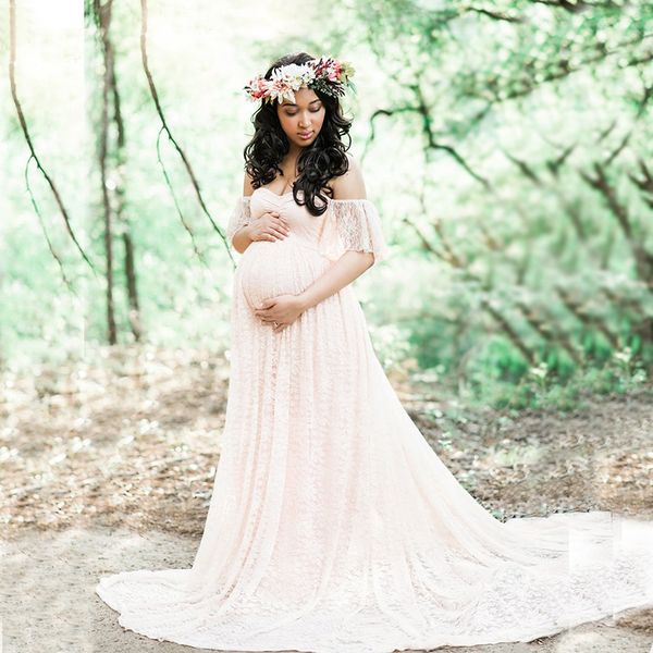 

pgraphy props maxi maternity gown lace women dress fancy shooting p summer pregnant dresses plus size, White