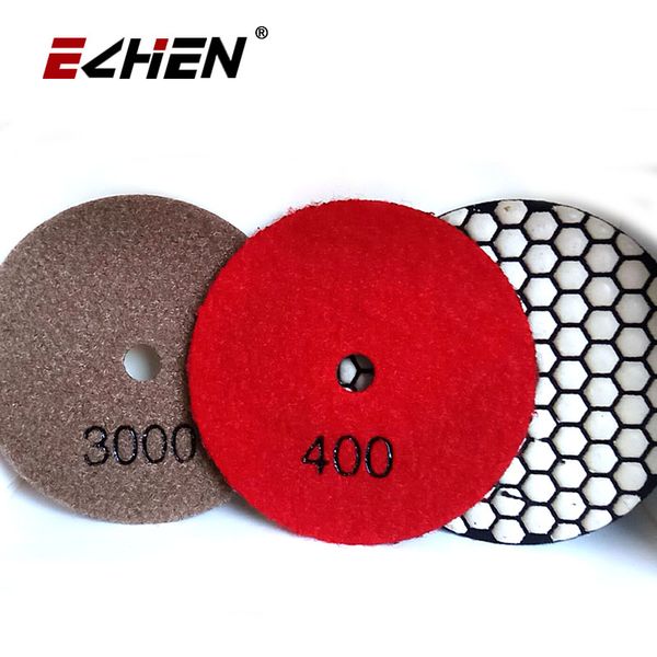 

echentool 3pcs 4"/100mm white buff diamond dry polishing pads stone resin bond buffing pad granite marble polisher and grinder