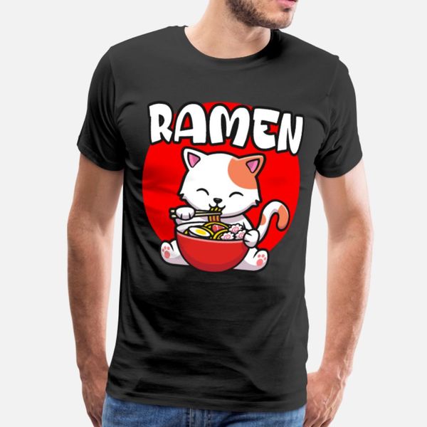 

cute cat eating ramen noodles t shirt men anti-wrinkle tee shirt round collar male anti-wrinkle new style summer formal shirt