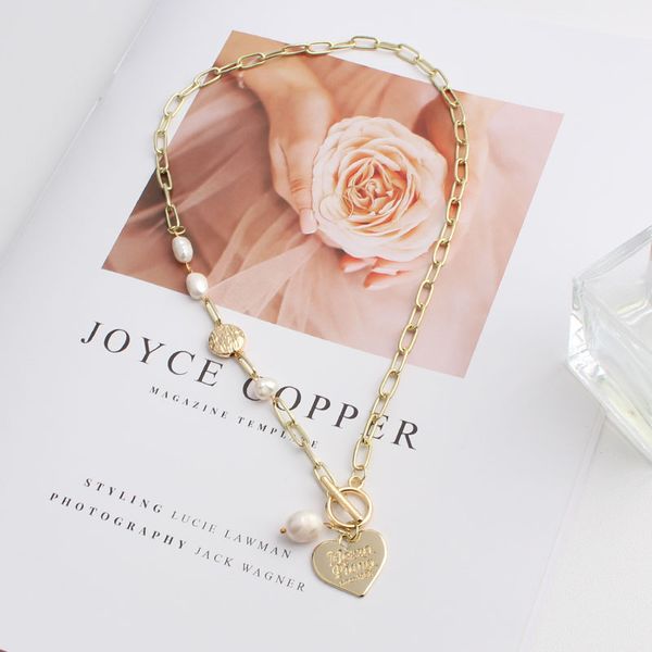 

2020 new european and american jewelry geometric items heart-shaped pendants wild portrait necklace ladies jewelry, Silver