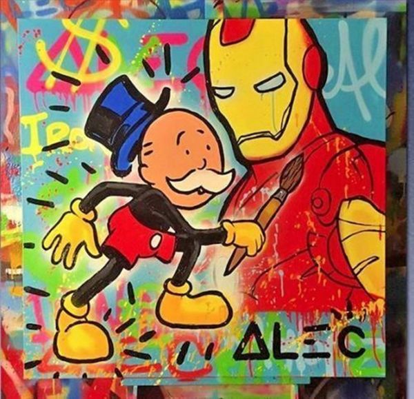 

alec monopoly graffiti art iron man wall decor handcrafts /hd print oil painting on canvas wall art canvas pictures 200823