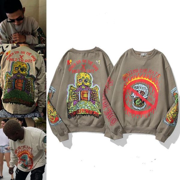 

the new fashion 20ss hip-hop for men and women kanye the same letter trend graffiti long-sleeved jacket fashion mens designer hoodies, Black