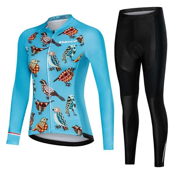 

long women cycling jersey set pro cycling clothing sets bike uniform road bicycle jerseys mtb bicycle wear cartoon set, Black;blue