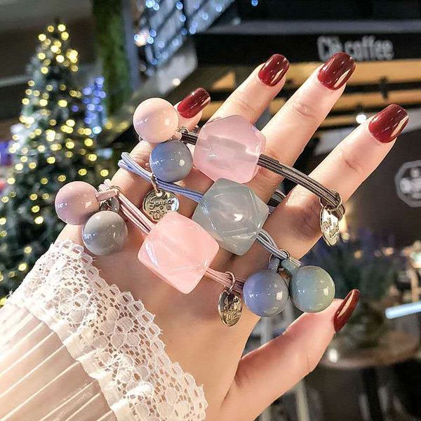 

new ins head rope dongdaemun net red girl hair ring fashion simple hair rope candy color rubber band head rope female, Pink
