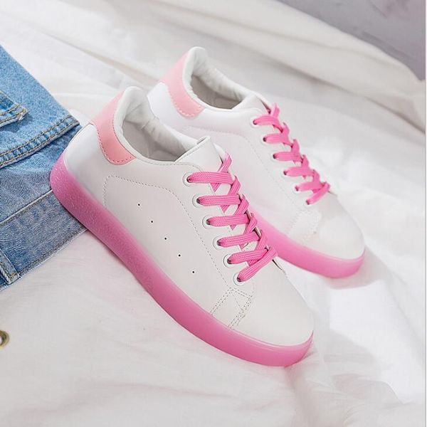 

новый jelly подошвами шнуровка плоской подошве цветные спортивная обувь, Black