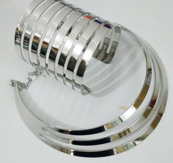 

liffly fashion jewelry sets exaggerated creative design african gold necklace charm bracelet for women party gifts002, Silver