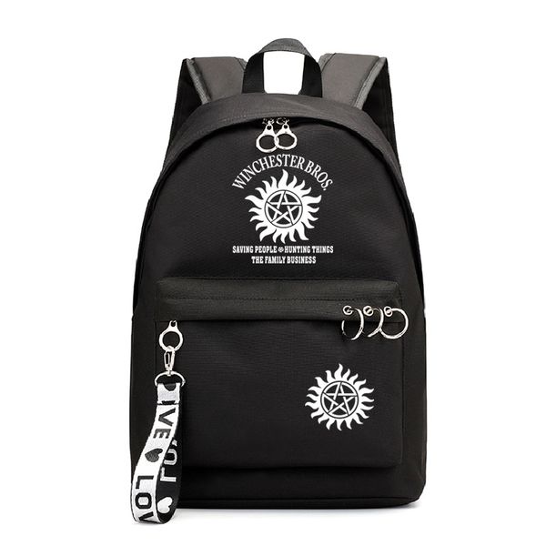 

leather luggage tag american drama evil power supernatural luminous backpack printing college style backpack girls ribbon bag purse hook