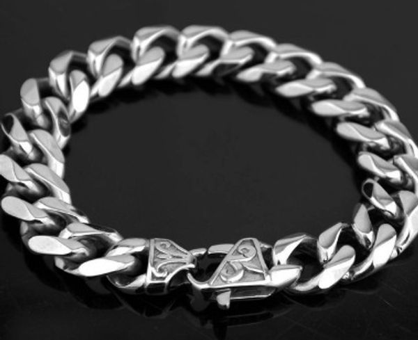 

15мм мужчина украшение titanium золочение шестигранного шлифовальным кастинг застежка браслет ручен ювелирных изделия толстого тип hip-hop, Black