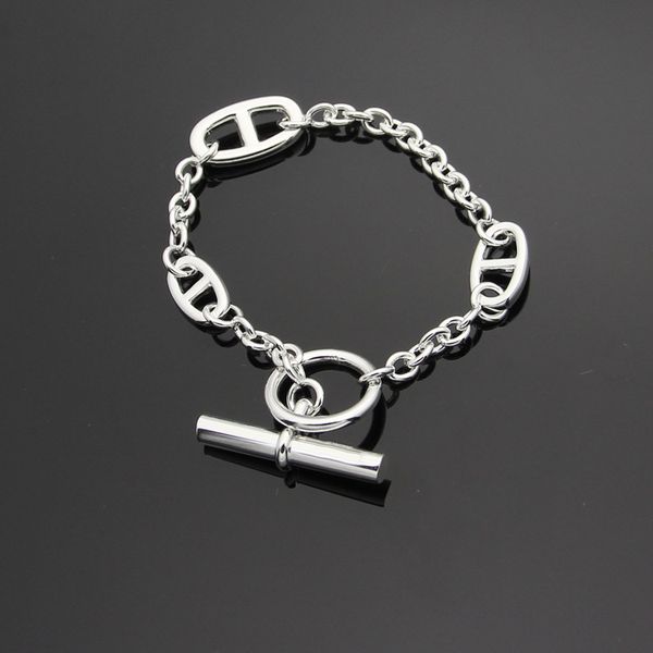 

316l stainless steel OT buckle H cast pig nose Bracelet three diurnal chains women bracelet