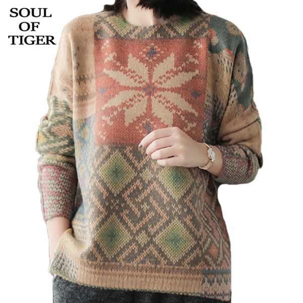 

of tiger 2020 fashion england style ladies vintage printed sweaters womens christmas cotton pullovers warm thick jumpers, White;black