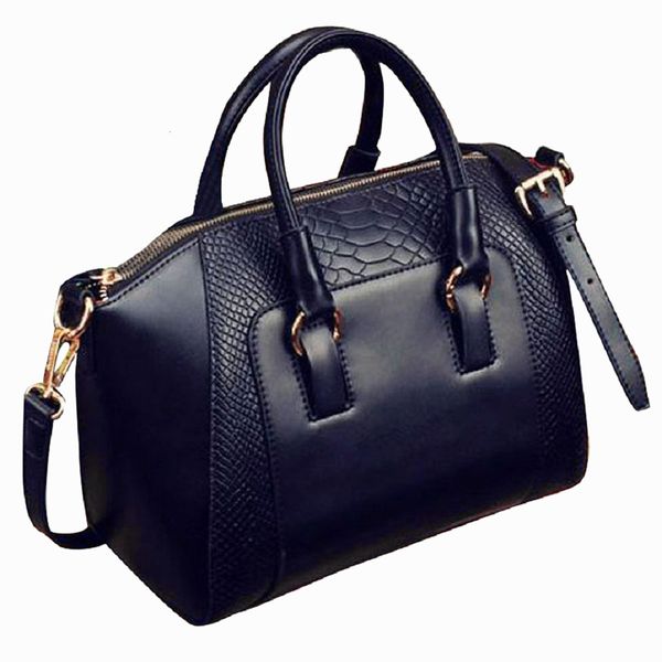 

women's shoulder bag in imitation leather satchel cross body tote bag (black