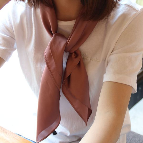 

custom solid color square scarf silk kerchief female monochrome small silk scarf accessories head scarf ing, Blue;gray