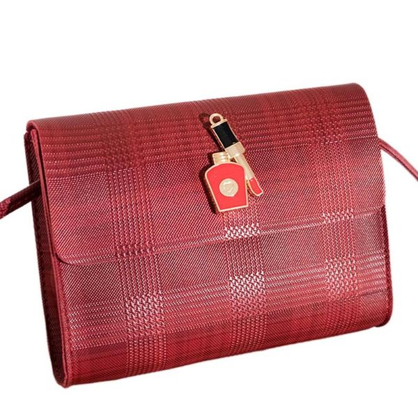 

women small square single shoulder bag plaid soft pu leather simple cross-body satchel