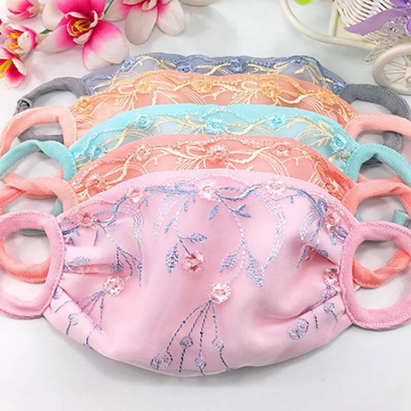 

lady fashion embroidered masks sun-proof dust-proof cycling protective face mask breathable washable reusable face mask iia442