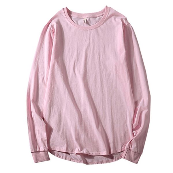 

solid color cotton bottoming shirt arc hem plus long t-shirt men's long sleeves high street fashion brand clothes wgtx11
