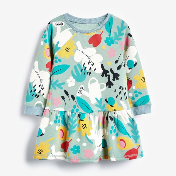 

kids baby girls autumn spring long sleeve graffiti dresses toddler knee-length dress european and american style clothes 18m-6y, Red;yellow