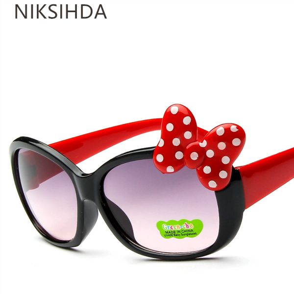 

niksihda 2020 new cartoon big bow color children's sunglasses in lovely baby decoration sunglasses baby uv400, White;black