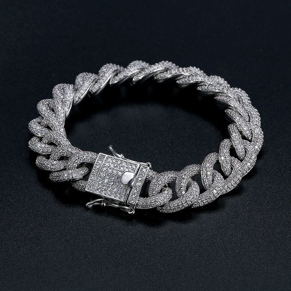 

2020cuba bracelet hip-hop bracelet full diamond bracelet micro cubic zirconia men jewelry copper plating18k gold fashion, Black