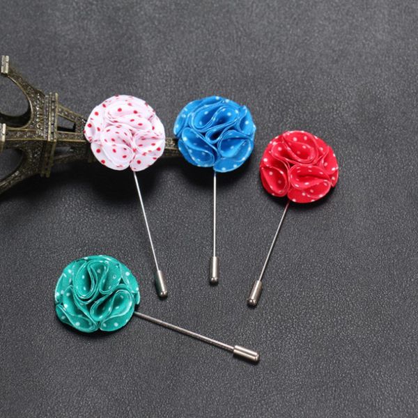 

new fashion men brooch flower lapel pin suit boutonniere fabric yarn pin 12 colors button dot flower brooch for women jewelry, Gray