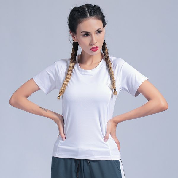 

running fitness 2020 breathable yoga shirt women sportswear gym workout short sleeve jogging sports shirts training tee, White;red