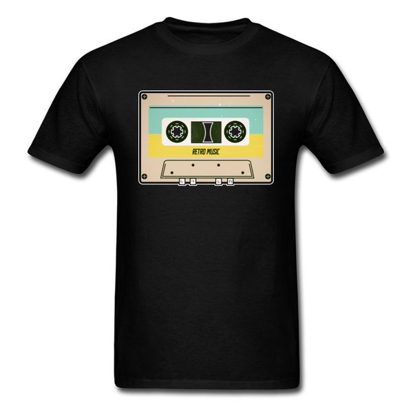 

cassette retro music fashion printed tshirt popular crewneck street short sleeve 100% cotton fabric mens t-shirt