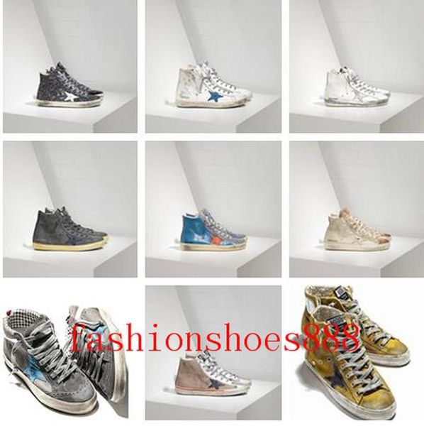 

ggdb 2019 italy brands golden old style designer fashion sneakers genuine leather mens womens casual shoes gooses trainer francy sup djw, Black;red